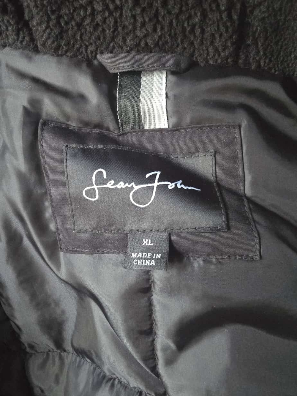 Sean John Black Men's Quilted Puffer Jacket with Logo Label